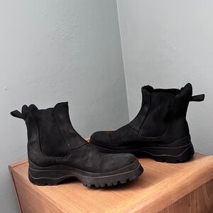 PRADA VINTAGE BLACK SUEDE  BRIXXEN CHELSEA BOOTS